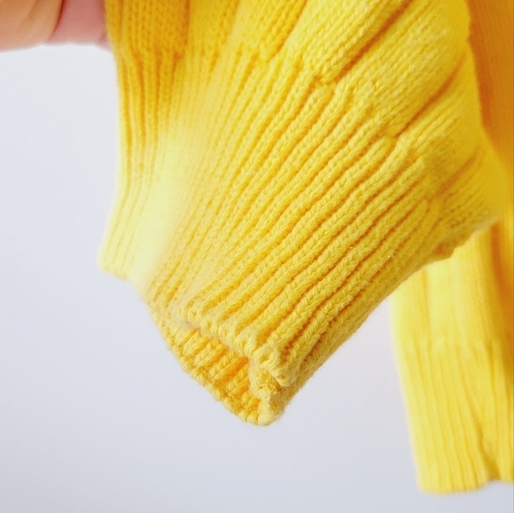 Man's Izod yellow cableknit sweater size L - Picture 4 of 5